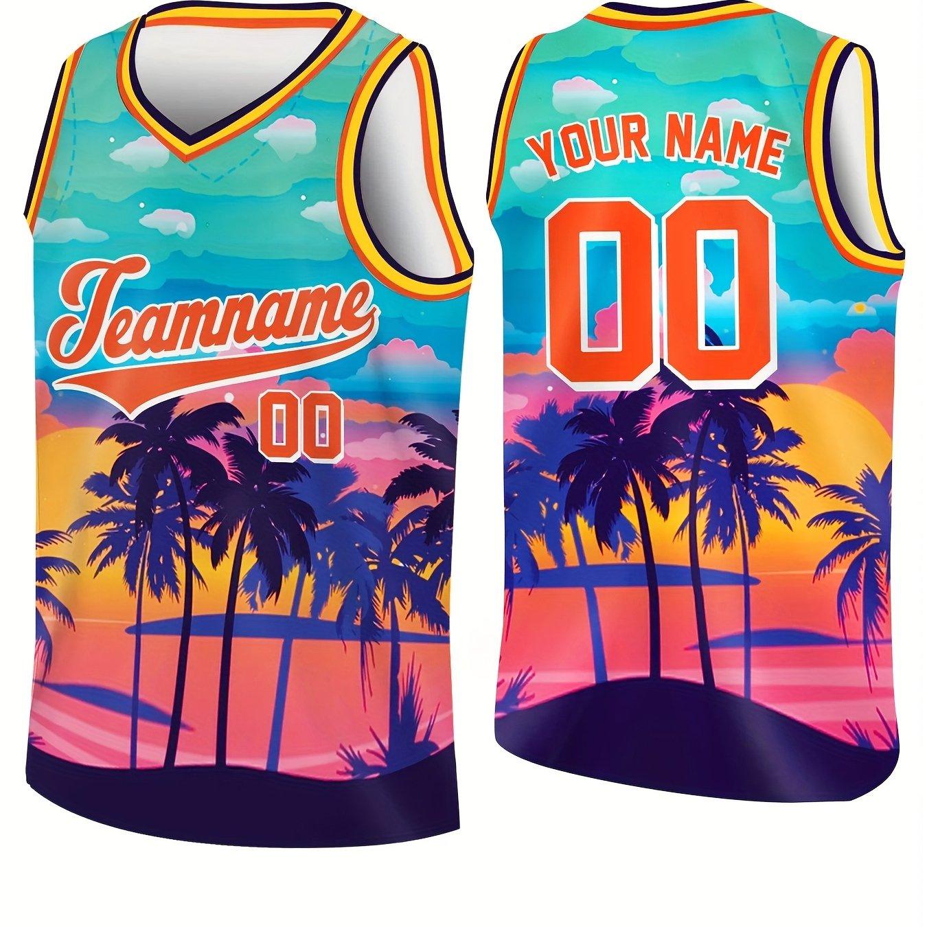 TEMU Customizable Basketball Team Vest | Personalized Name And Number, White With Blue Accents, Crew Neck, Ideal For Game Days And Team Sports Events