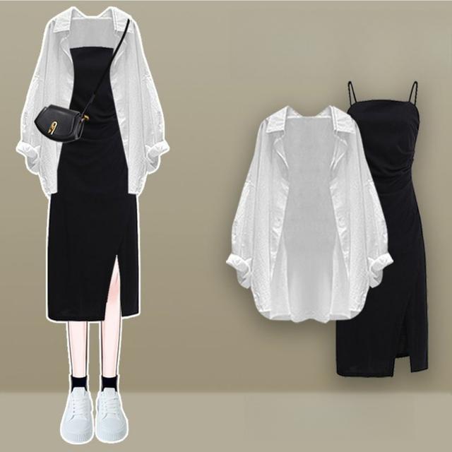 TEMU カジュアルスーツ大型サイズ女性春スーツ女性の新しい高級感シャツジャケットはスキニーストラップドレス2ピースセット