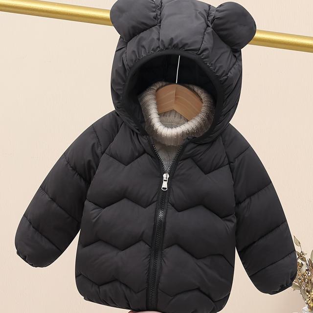 TEMU Cute Baby Girls Thick Winter Jacket Warm Hooded Coat, Infant Toddler Girl's Cute Ear Hooded Jacket Toddler Clothes