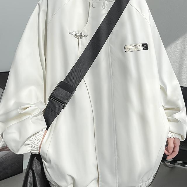 TEMU 메탈 비행기 버클 자켓 남성용, 고품질, 대사이즈, 루즈핏 코트