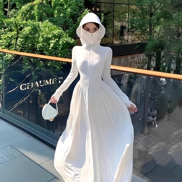 TEMU 2025年夏の新作、薄くてスリムなロング丈の日焼け止め衣類、通気性と紫外線防止機能を備えたアウトドア用超ロング丈の日焼け止め衣類、軽量ジャケット