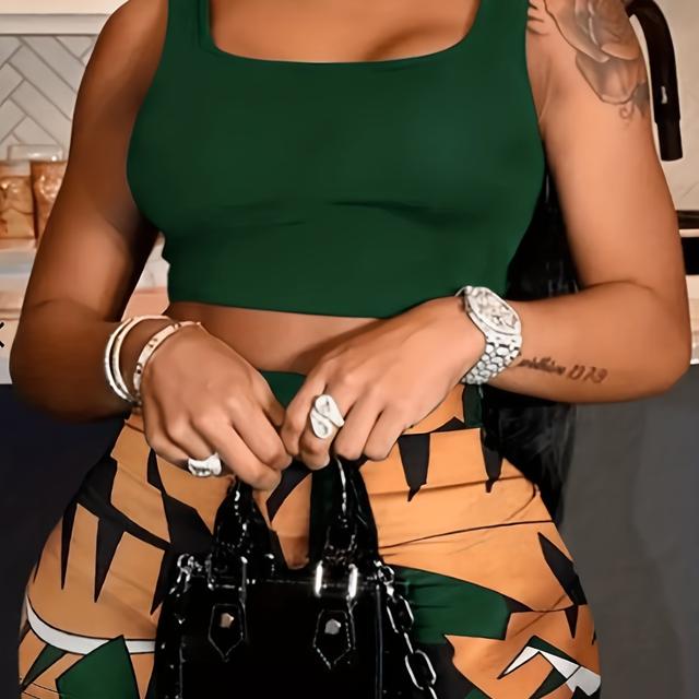 TEMU Women's Set Holiday Wind Print Tank Tops & Shorts 2 Piece Set