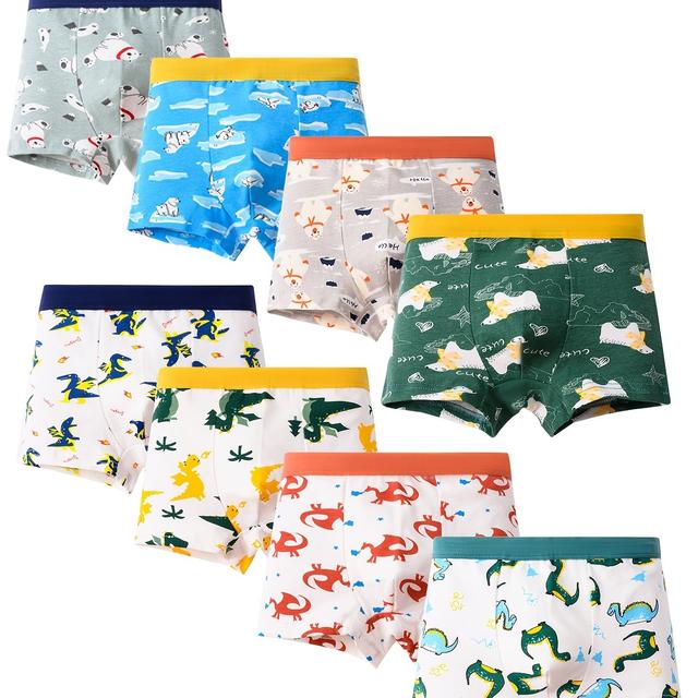 TEMU 8er-Pack Jungen Unterwäsche mit Tiermotiven, aus weichem, atmungsaktivem und dehnbarem Stoff, ideal für Sport