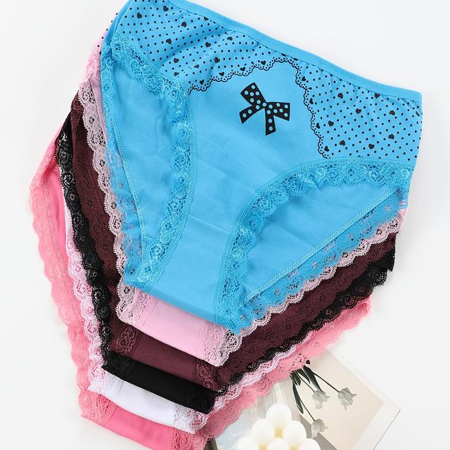 TEMU Un ensemble de 6 culottes triangles pour femmes, à imprimé papillon , taille moyenne, confortables et douces, .