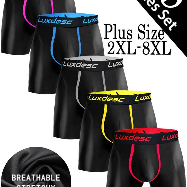 TEMU Luxdesc 5er-Set gemischte PC, verlängerte Größe, neue atmungsaktive, bequeme, dehnbare lange Boxershorts für Herren, Freizeit-Sportshorts, Fitness-Lauf-Herren-Neuheiten-Unterwäsche, ÜBERGRÖSSE