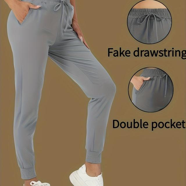TEMU Damen High-Waist Sport-Hose - mit , Hochdehnbare Workout-Leggings für Gym, Yoga - Uni-Farben von Casual bis Sportbekleidung (Maschinenwaschbar) - Frühling/Herbst Hose für s