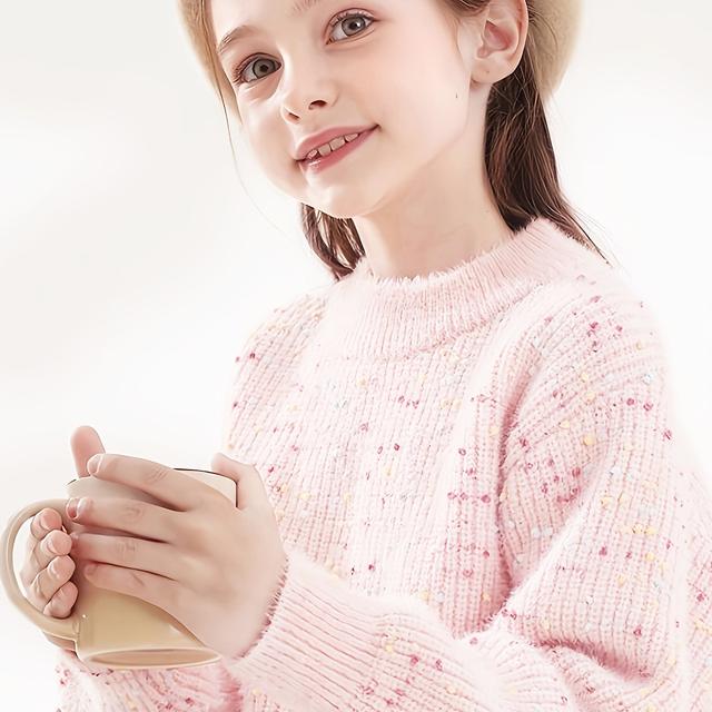 TEMU Ny stilren tjock stickad blommig baslagertröja för barn till höst och vinter, till jul