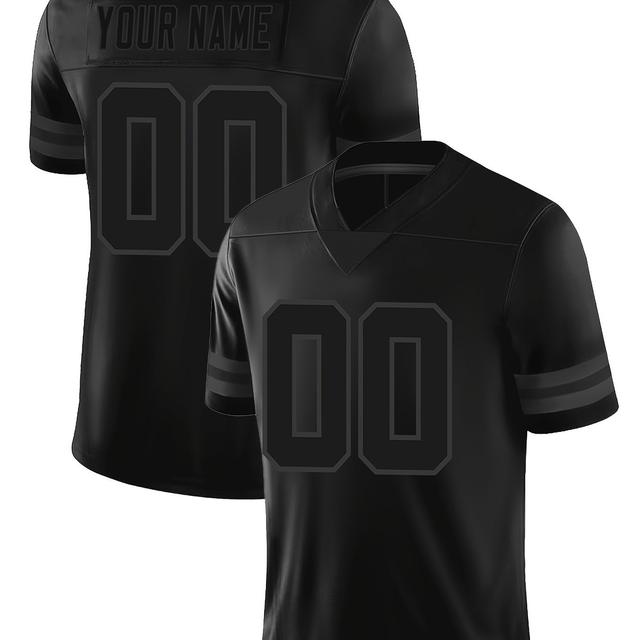 TEMU Customizable Name And Number Men's American Football Jersey Embroidered Outdoor Sports American Football Jersey Black Custom S-3xl