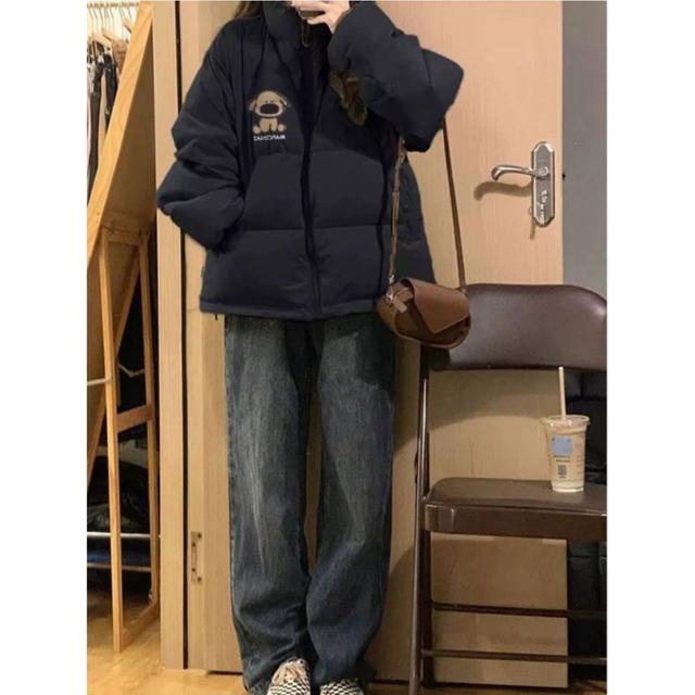 TEMU レディース用 ダックダウンジャケット 軽量薄手コート ショートコート おしゃれで超可愛いブレッドコート