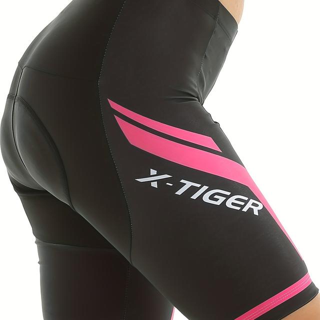 TEMU Xtiger Women' 3d Gel-padded Cycling Shorts - Shockproof Mountain & Road Bike Shorts With Gel Padding, Breathable For Mtb/road Racing, Machine Washable, Spring/summer Bike Shorts