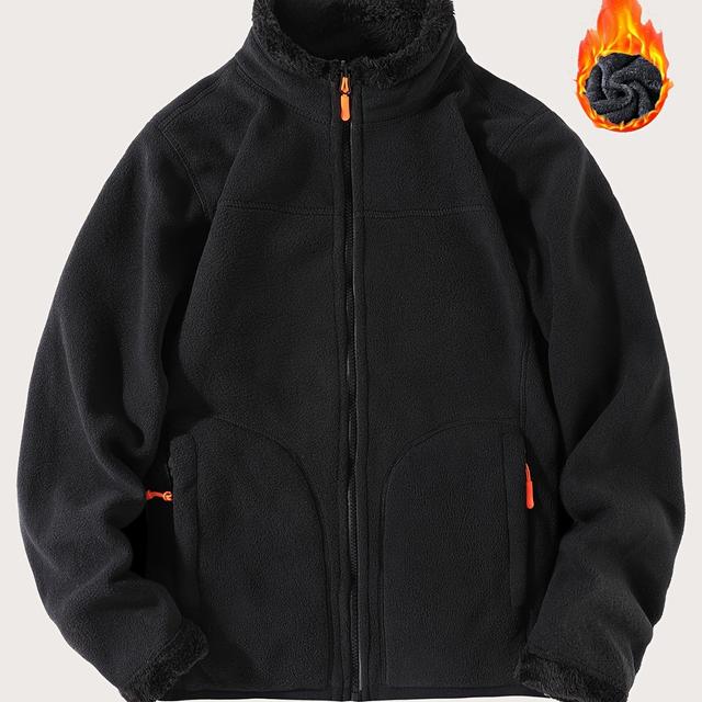 TEMU 여성용 패셔너블 리버스블레이크 보온 플리스 재킷, 가을/겨울용 편안한 단색 두꺼운 플리스 재킷