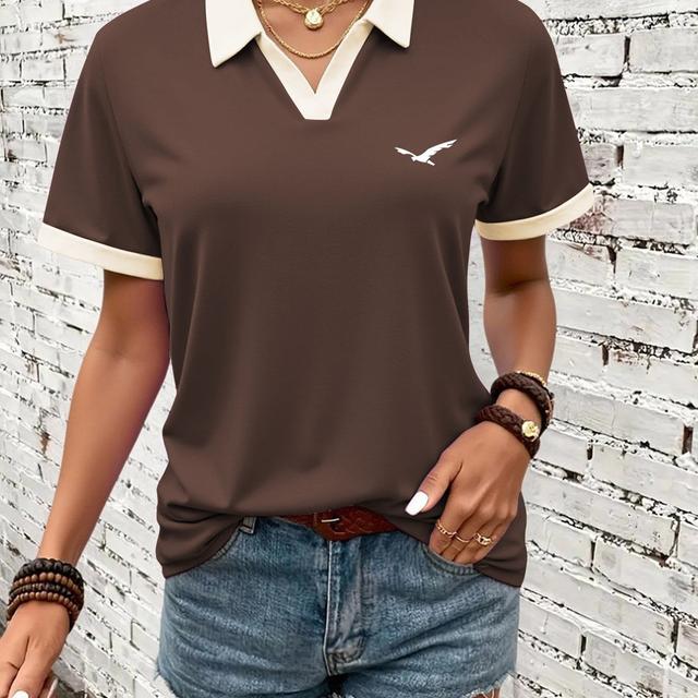 TEMU Fashion Athletic Women's Summer Outfit, Trendy Women's Short Sleeve Neck T-shirt Versatile Trendy Brand