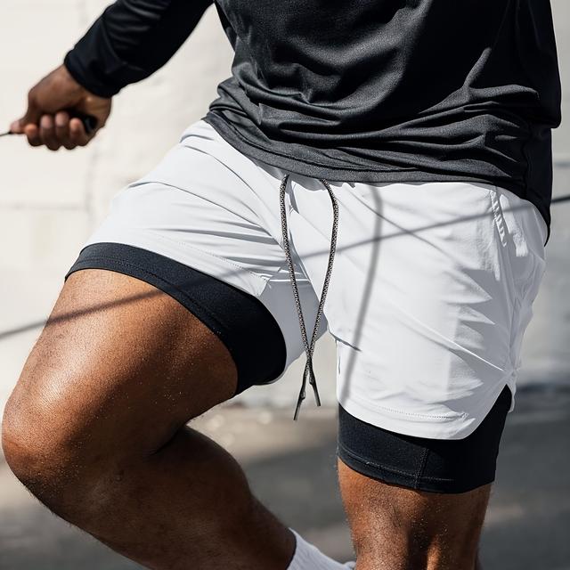 TEMU Men's 2-in-1 Quick-dry Shorts, Stretchy Loose Fitness Bottoms
