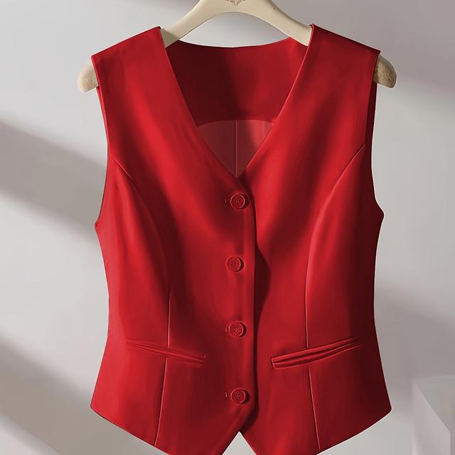 TEMU New Sleeveless Vest For Women, Featuring A Solid Color And A Sophisticated Style, Casual Wear And Easy To Match