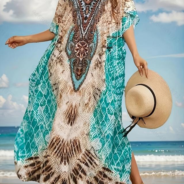 TEMU Kaftan Dresses For Women Plus Size Bathing Suit Cover Up Batwing Dress Loose Fit Moroccan Caftan Mumu Dresses