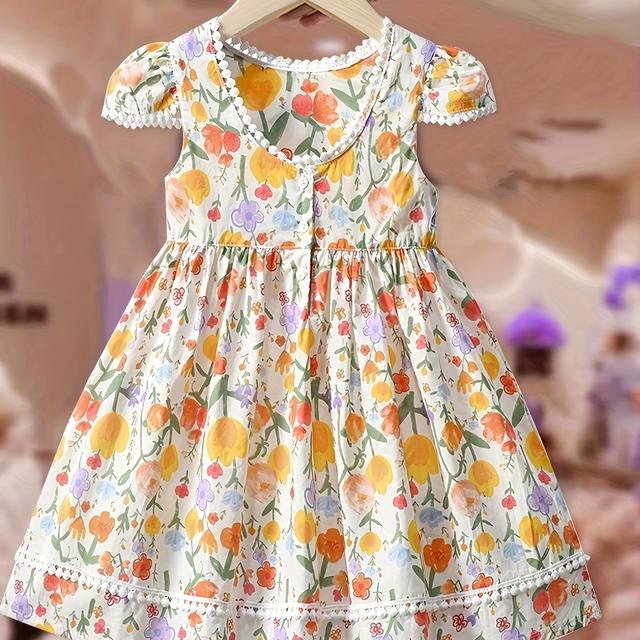 TEMU Zomerjurk voor meisjes met een bloemenpatroon