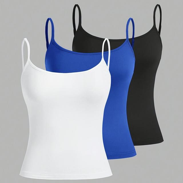 TEMU Spring, Summer And Autumn Sexy Thin Strap Solid Color Camisole Three-piece Set