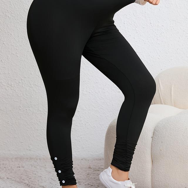 TEMU Big Size Leggings With Button Details