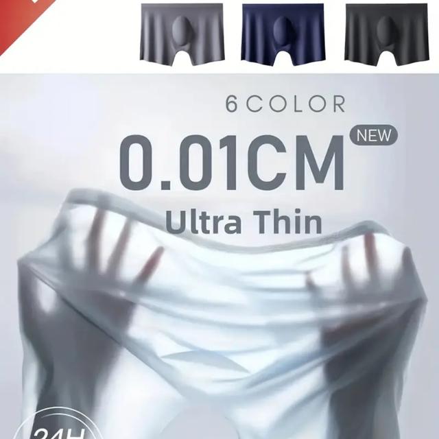 TEMU Set Of 6 Men's Cool Thin Breathable Boxers In Icy Charm, Featuring Semi-sheer Plain Colors: Pink, Navy, Black, White, And Blue