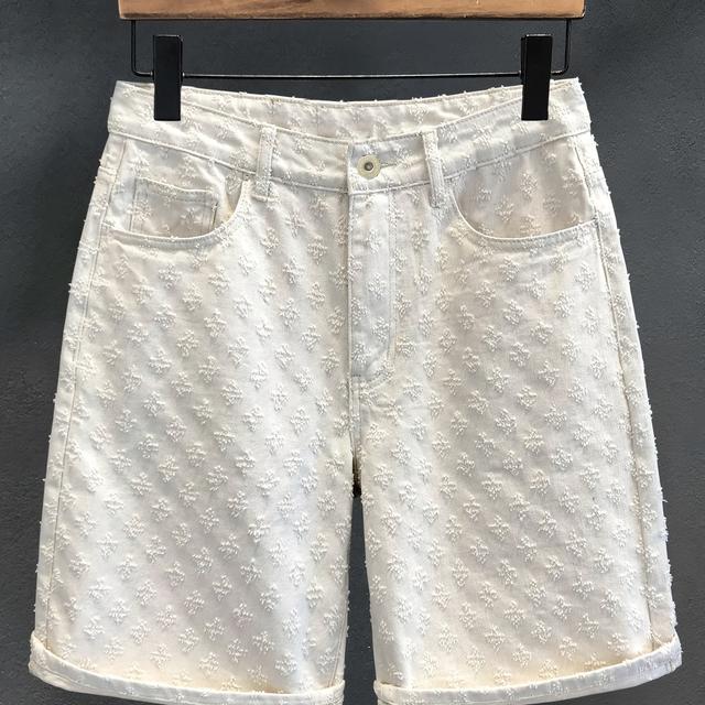 TEMU Weiße Trendige Jacquard Denim Shorts