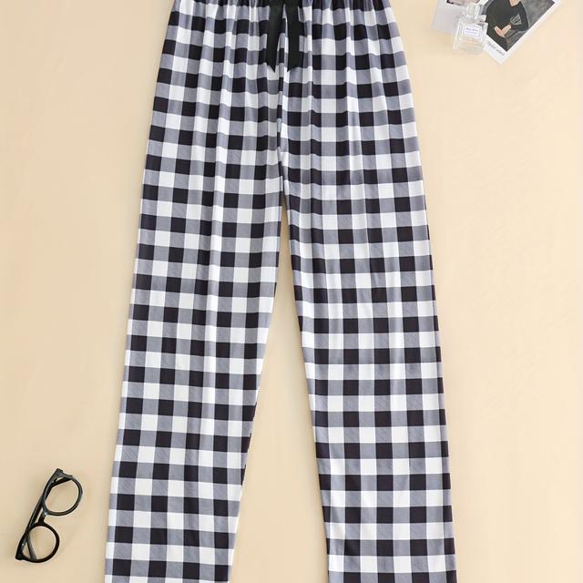 TEMU Pantalones de Mujer para y Verano, Holgados y Casuales con Cintura Elástica con , Estampado a Cuadros , para Mujer, Suaves y Cómodos para Combinar Fácilmente