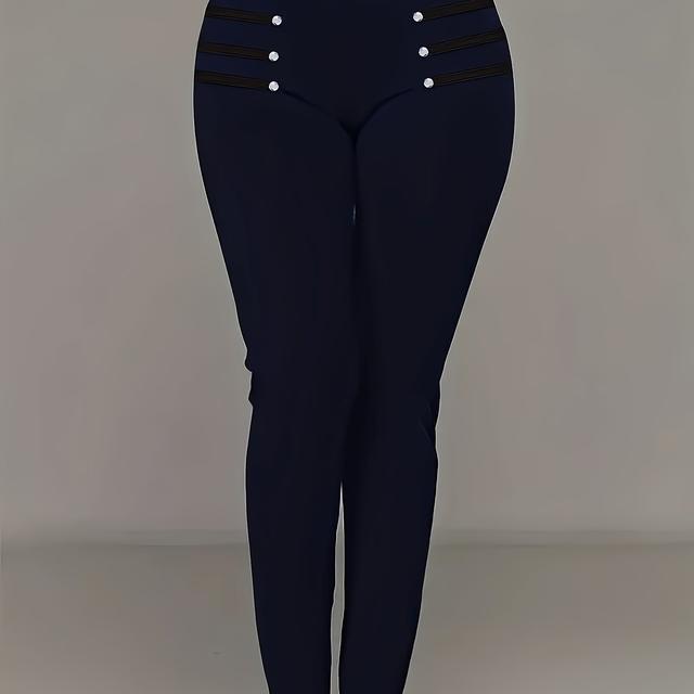 TEMU Leggings de cintura con adornos de botones direccionales, perfectos para uso casual y versátiles para y verano, moda femenina