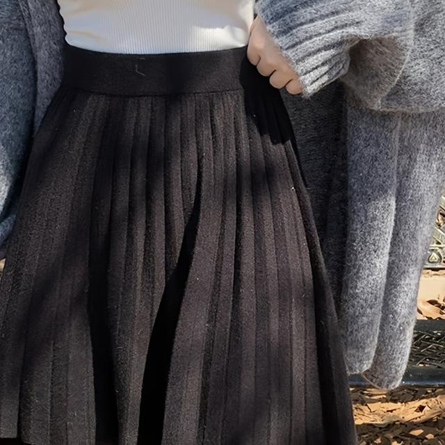 TEMU Мила та грайлива плісирована спідниця з високою талією однотонного кольору