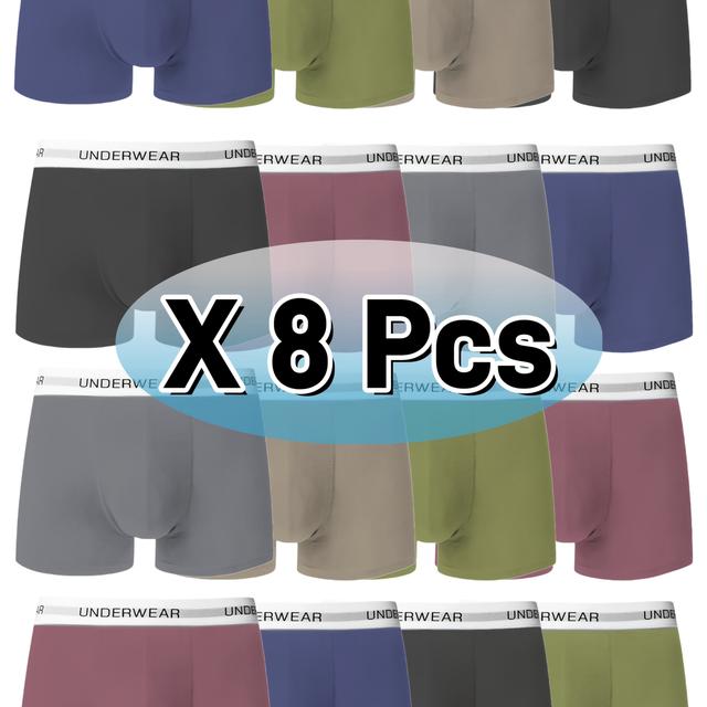 TEMU 8pcs Men's Boxer Briefs, Ultra Breathable Underwear With Comfortflexible Waistband, Multipack In Black, White & Gray, Medium Stretch Fabric For Everyday