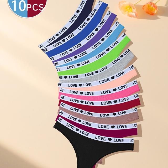 TEMU A Pack Of 10 Low-rise, Breathable Women's Panties In Random Colors, Featuring A Sexy And Stretchy Design, Wear And Beach Vacations