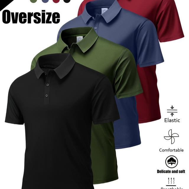 TEMU 4pcs Men's Plus Size Casual And Fashionable Collar Shirt - Comfortable Short Sleeved, Breathable Fabric, From, Fashionable Collar, Business, Travel, Work, And , Essential For Travel | , Plus Size