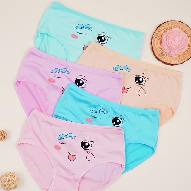 TEMU 5pcs Cute Girl Panties, Comfortable Underwear For Students