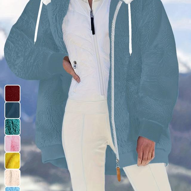 TEMU เสื้อแจ็คเก็ตมีฮู้ดซิปอัพผ้าพลัฌทรงหลวมสำหรับฤดูใบไม้ร่วงและฤดูหนาวรุ่นใหม่