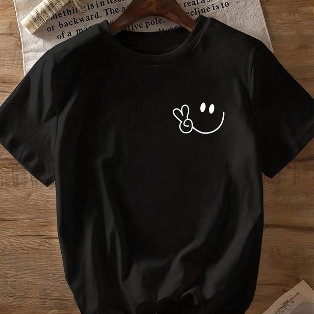 TEMU Women's Plus Size Casual Short Sleeve T-shirt With - Soft, Breathable Polyester, Round Neck, Spring/summer/fall, Everyday , Casual Wear | Graphic Tee | Stretchy