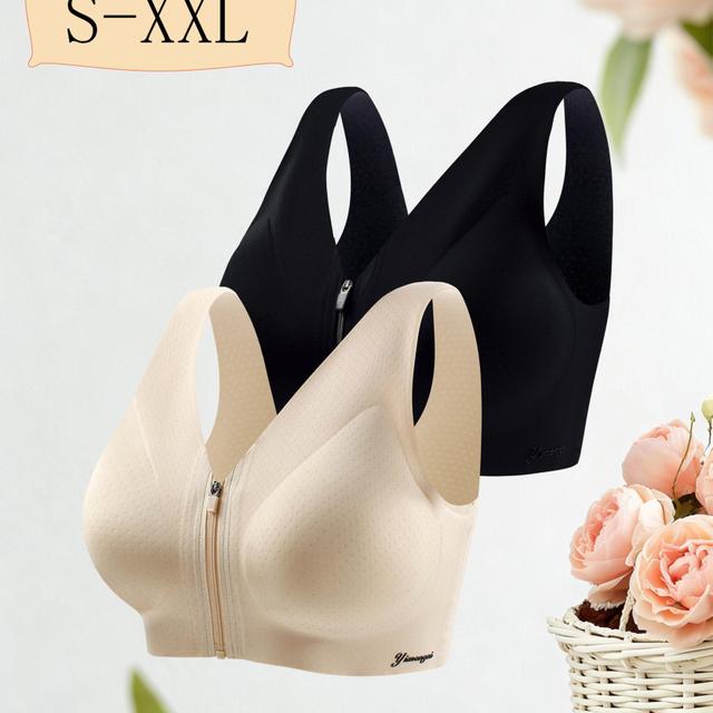 TEMU Set Of 2 Seamless Comfortable Front-zip Bras