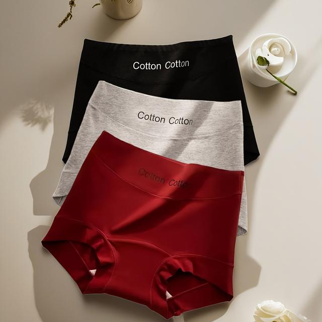 TEMU Set Of 3 Women's High-waisted Boxer Shorts, Featuring Elegant Letter Prints, Comfortable And Breathable With That Don't Constrict The Legs, Designed To Prevent Wardrobe Malfunctions