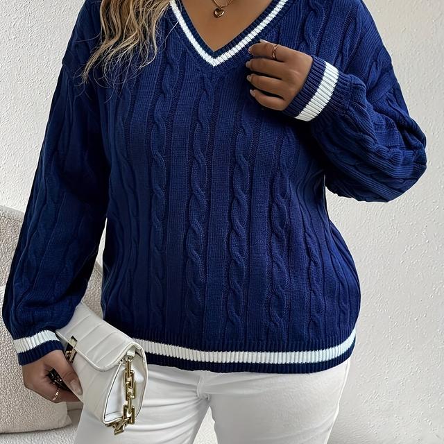 TEMU Plus Size, Elegant Women's Top, New Plus-size Women's V-neck Sweater, Halloween, Christmas And Valentine's Day Gift