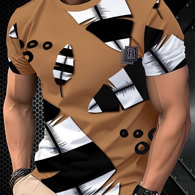 TEMU Camiseta de Manga Corta para Hombre con Estampado 3D - Cuello Redondo Transpirable, Ropa Casual con 3D Aleatoria, Tela y Lavable a Máquina, Ideal para Jóvenes