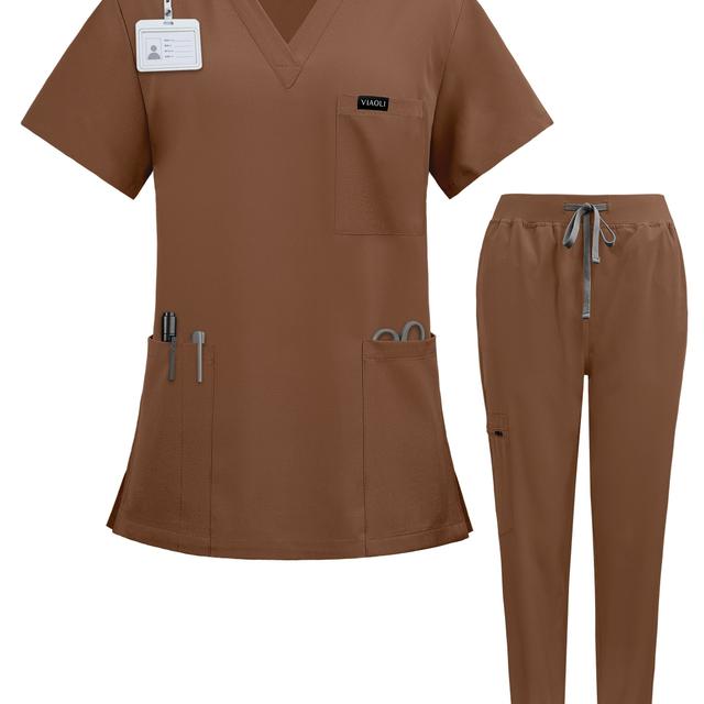 TEMU Unisex Surgical Uniform Nurse Accessories Veterinary Scrub Uniform Work Clothing Nursing Suit
