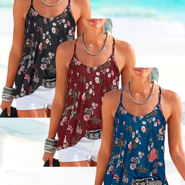 TEMU Conjunto de Peças de de Verão Casual com Estampado, Decote nas Costas e Alças Cruzadas para Mulher