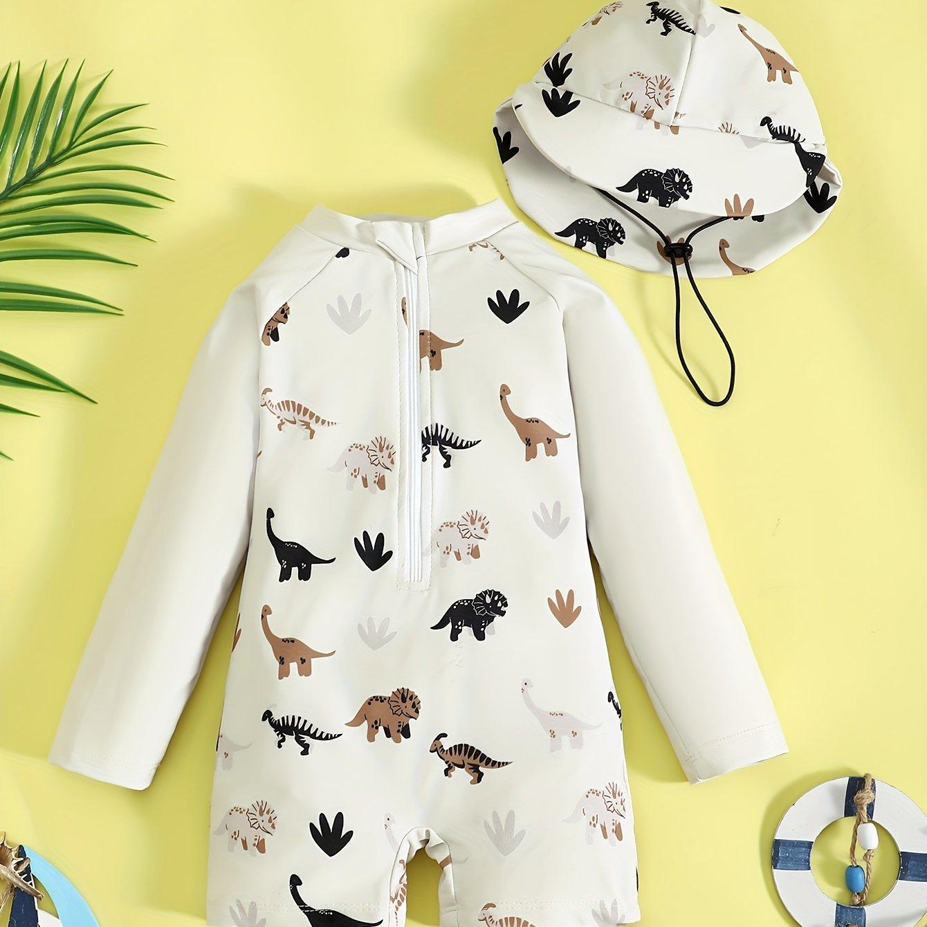 TEMU Animal -piece Half-open Cardigan Swimsuit With Hat