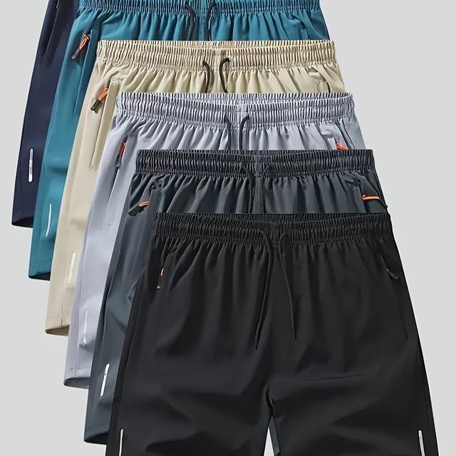 TEMU 6-pack Men's Fashion Shorts | Casual Sports Shorts, Solid Color, Drawstring, Regular Fit