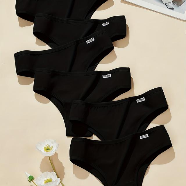 TEMU Set Of 6 Women's Low-rise Solid Color Brazilian Panties In Shades, Comfortable Sports Triangle Cut.