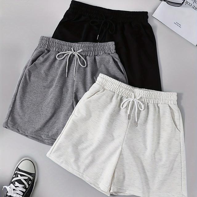 TEMU 3 stuks Dames Outdoor Hardloopshorts met Trekkoord - Lichtgewicht Trainingsshorts Geschikt voor Gym, Atletiek - Kleur Sportkleding (Lente/Zomer/Herfst) - 3-delige Bundel voor Volumekortingen