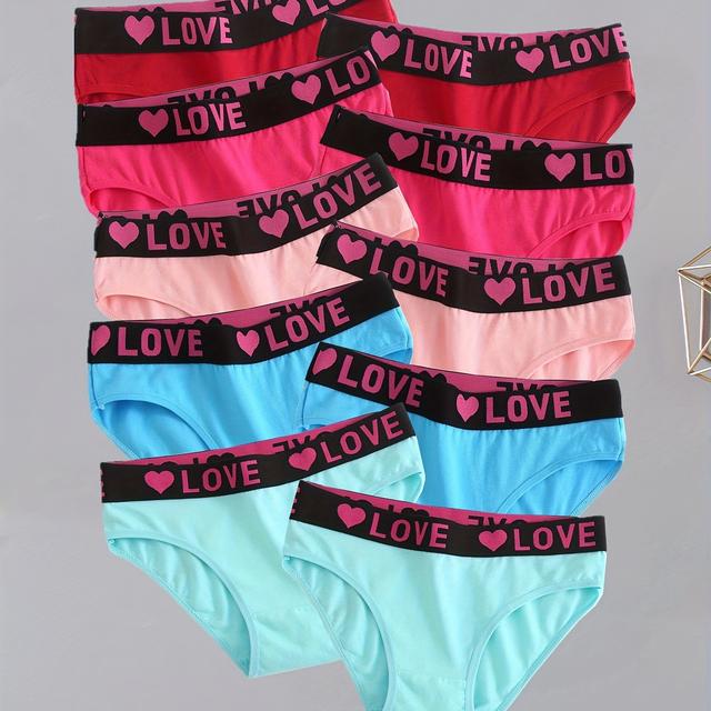 TEMU 10- Size Women's Breathable Letter Print Briefs