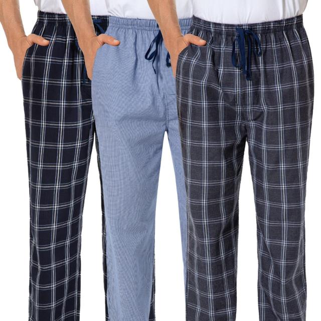 TEMU 3 pantalones cómodos y casuales para hombre, estilo fácil, con de cuadros, pantalones de pijama modernos y holgados con cintura elástica, ideales para dormir en casa