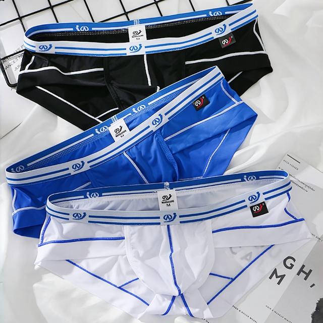 TEMU 3-pack Men's Briefs, Low-rise, Thin, , Convex Pouch, Polyamide 90% Spandex 10%, Medium Stretch, Solid Color, Knit Fabric, 160gsm - Assorted Colors