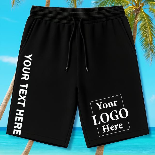 TEMU Men's Photo & Text Beach Shorts - Breathable, Sweat-wicking Fit With Drawstring Waist - Option For Team Gatherings, Golf, And Vacation Gifts, Casual Beachwear| Shorts|stretchy Fabric
