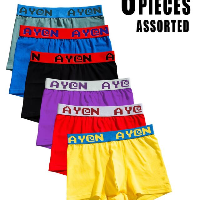 TEMU 6pcs Cotton Men's Underwear Plain Boxer Briefs- Bencln/ Random Brand Assorted X39 Boxers/trunks Menswear Garments Clothes Man Apparel Innerwear Beige Casual