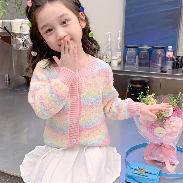 TEMU Suéter de larga de punto de bloque de color casual para chicas, medio estirado, cuello , ajuste regular, para /otoño