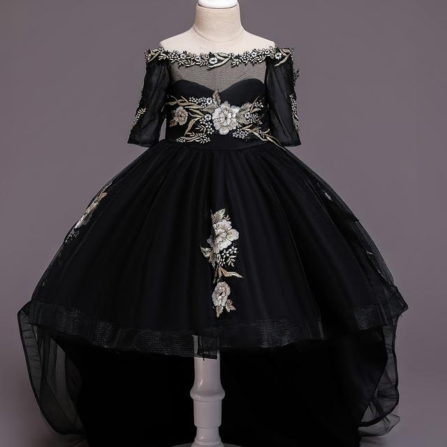 TEMU Robe de princesse longue style western, robe de mariée fille de mariée, robe de soirée avec design à une épaule, jupe bouffante en tulle brodé, robe de